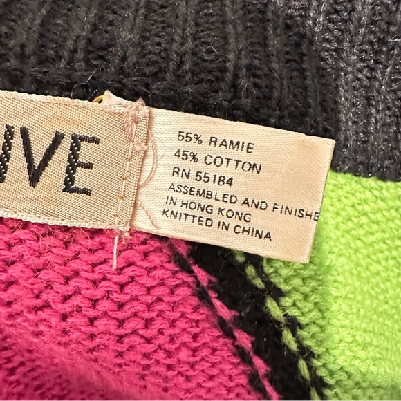 Vintage L’Eau Vive Diamond Pattern Sweater L - Picture 5 of 7